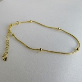 Pulseira Corrente Lisa com Bolinhas Banhado em Ouro 18k - Dourado
