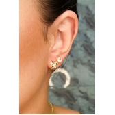 Brinco Pequeno de Coração com Zircônias Colorido Banhado em Ouro 18k - Dourado