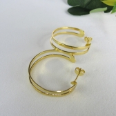 Brinco Argola Media Dupla Vazada Banhado em Ouro 18k - Dourado