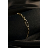 Pulseira Com Elo Ovalado e Elo Em Circulo Banhado em Ouro 18k - Dourado