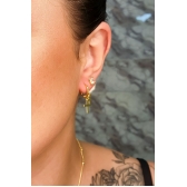Brinco Argolinha Pequena Dupla Cruz Banhado em Ouro 18k - Dourado