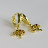 Brinco Argolinha De Árvore da Vida Banhado em Ouro 18k - Dourado