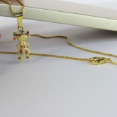 Colar Pingente Menina com Zircônia Colorida Banhado em Ouro 18k - Dourado