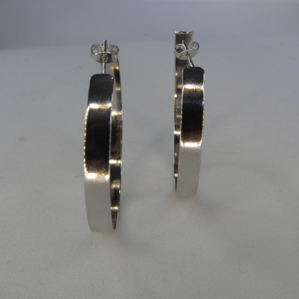 Brinco Argola Grande Grossa Clássica Banhado em Ródio Branco - Branco