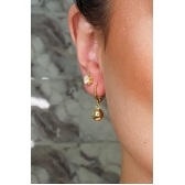 Brinco Argolinha Pequena com Bola Dourada Banhado em Ouro 18k - Dourado