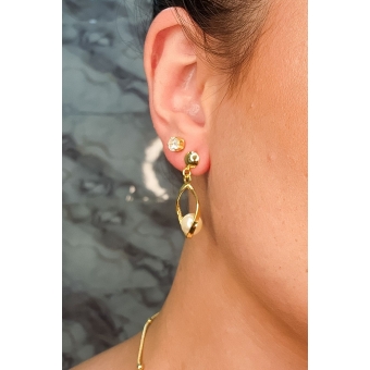 Brinco Médio Suporte Trabalhado para Pérola Banhado em Ouro 18k