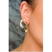 Brinco Médio Suporte Trabalhado para Pérola Banhado em Ouro 18k - Dourado