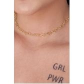 Choker com Coração Vazado Pequeno Interligado Banhado em Ouro 18k - Dourado