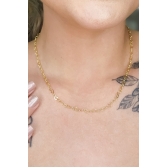 Colar de Corrente com Elos em Coração Banhado em Ouro 18k - Dourado