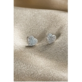 Brinco de Coração com Micro Zircônias em Prata 925 - Prateado