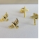 Duo de Cruz e Espírito Santo Banhado em Ouro 18k - Dourado