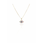 Colar Pingente Olho Grego com Zircônia Multicolor Banhado em Ouro 18k - Dourado