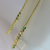 Brinco Fio de Corrente de Zircônias Coloridas Sortidas Banhado em Ouro 18k - Dourado