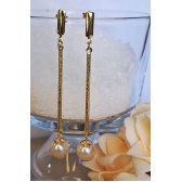 Brinco Fio Trabalhado com Perola na Ponta Banhado em Ouro 18k - Dourado