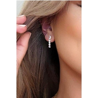 Brinco Pequeno Fio Com Cinco Zircônia Banhado em Ouro 18k