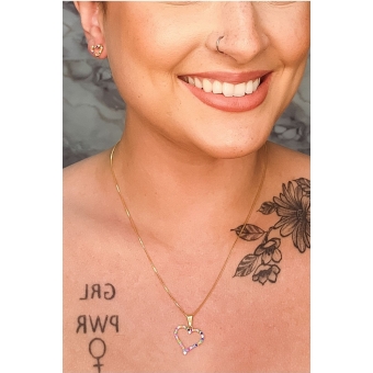 Conjunto Corações com Zircônia Colorida Banhado em Ouro 18k