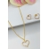 Conjunto de Coração com Zircônia e Corrente em Elos - Dourado
