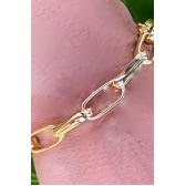 Pulseira de Elos Intercalados Grandes Banhados a Ouro 18k - Dourado