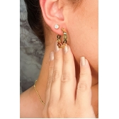 Brinco Argola Média com Vazados Ovais Banhado em Ouro 18k - Dourado