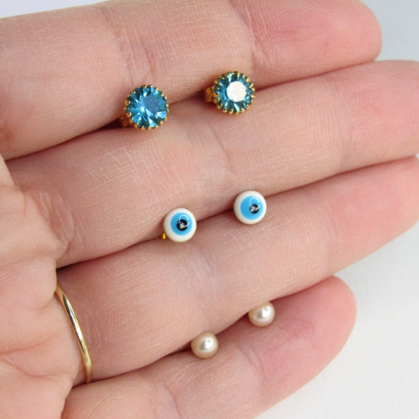 Trio de Olho Grego Banhado em Ouro 18k - Dourado