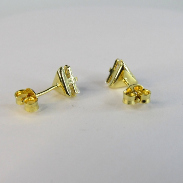 Brinco Triângulo de Zircônia Banhado em Ouro 18k - Dourado