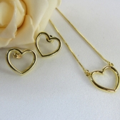 Conjunto de Coração Vazado - Dourado