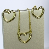 Conjunto de Coração Vazado - Dourado