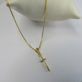 Colar Pingente Cruz com Detalhe de Zircônia Banhado em Ouro 18k - Dourado
