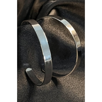 Brinco Argola Grande Grossa Clássica Banhado em Ródio Branco