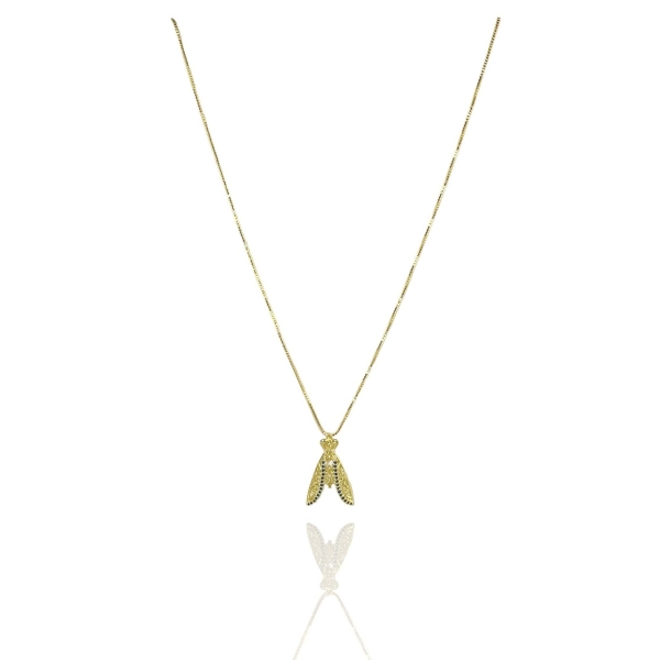 Colar Nossa Senhora Com Zircônias Azuis Banhado em Ouro 18k - Dourado