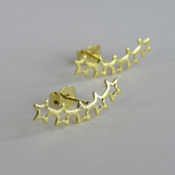 Brinco Ear Cuff Estrelas Pequenas Banhado em Ouro 18k - Dourado