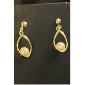 Brinco Médio Suporte Trabalhado para Pérola Banhado em Ouro 18k - Dourado