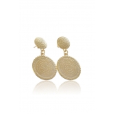 Brinco Médio Medalha Pai Nosso Banhado em Ouro 18k - Dourado