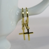 Brinco Argolinha com Cruz Banhado em Ouro 18k - Dourado