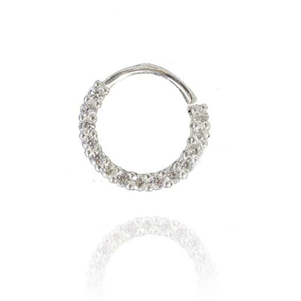 Piercing Círculo Trabalhado com Mini Zircônias em Prata 925