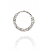 Piercing Círculo Trabalhado com Mini Zircônias em Prata 925