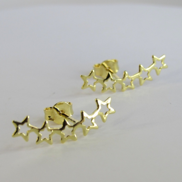 Brinco Ear Cuff Estrelas Pequenas Banhado em Ouro 18k - Dourado