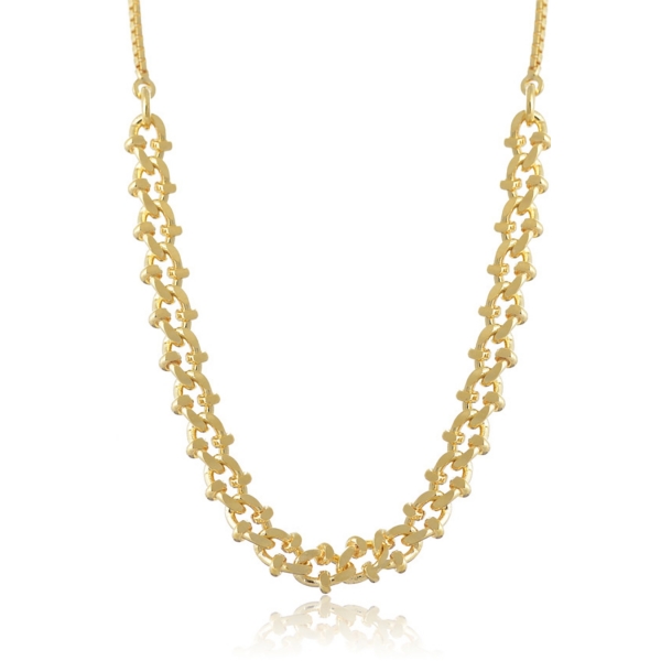 Pulseira com Fecho Regulável e corrente Trabalhada Banhado em Ouro 18k - Dourado