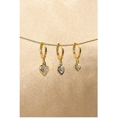 Trio Argolinha Coração de Zircônia Banhado em Ouro 18k - Dourado