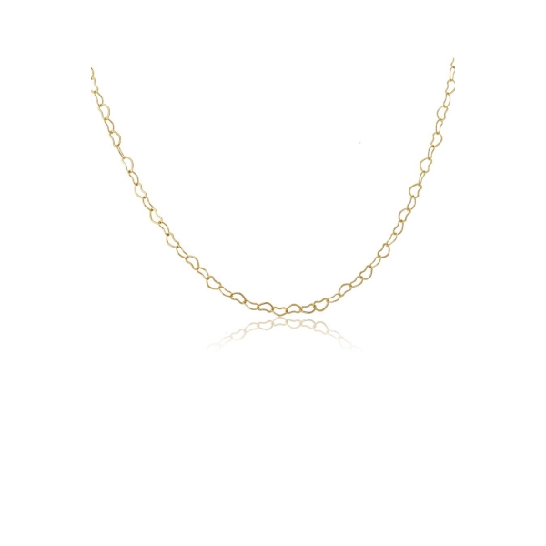 Colar de Corrente com Elos em Coração Banhado em Ouro 18k - Dourado