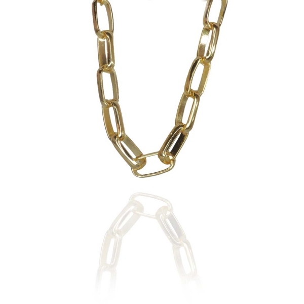 Pulseira de Elos Intercalados Grandes Banhados a Ouro 18k - Dourado