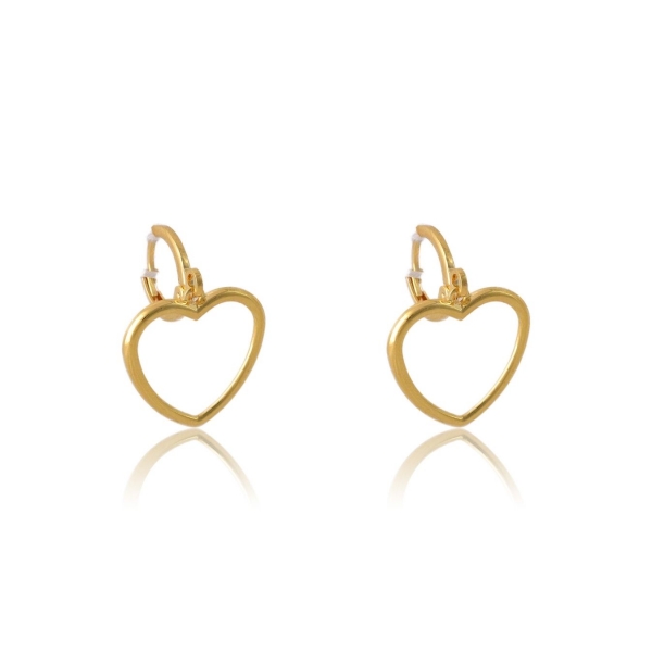 Brinco Argolinha com Coração Médio Vazado Banhado em Ouro 18k - Dourado