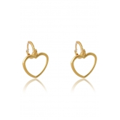 Brinco Argolinha com Coração Médio Vazado Banhado em Ouro 18k - Dourado