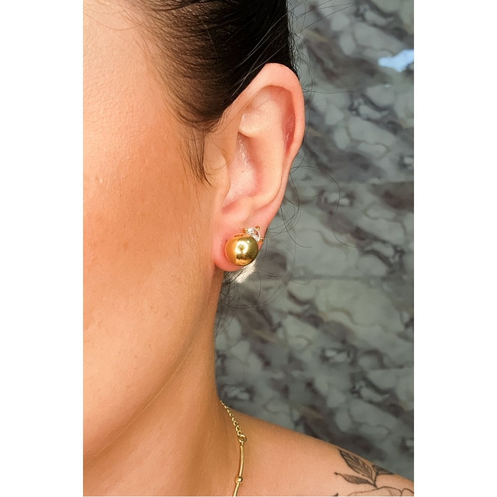 Brinco de Bola Lisa Banhado em Ouro 18k - Dourado