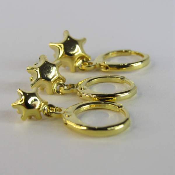 Trio Argolinha Estrelinha de Zircônia Banhado em Ouro 18k - Dourado