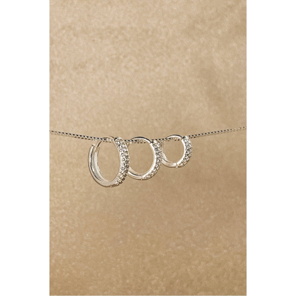 Trio de Argolinha com Zircônia em Prata 925 - Prateado