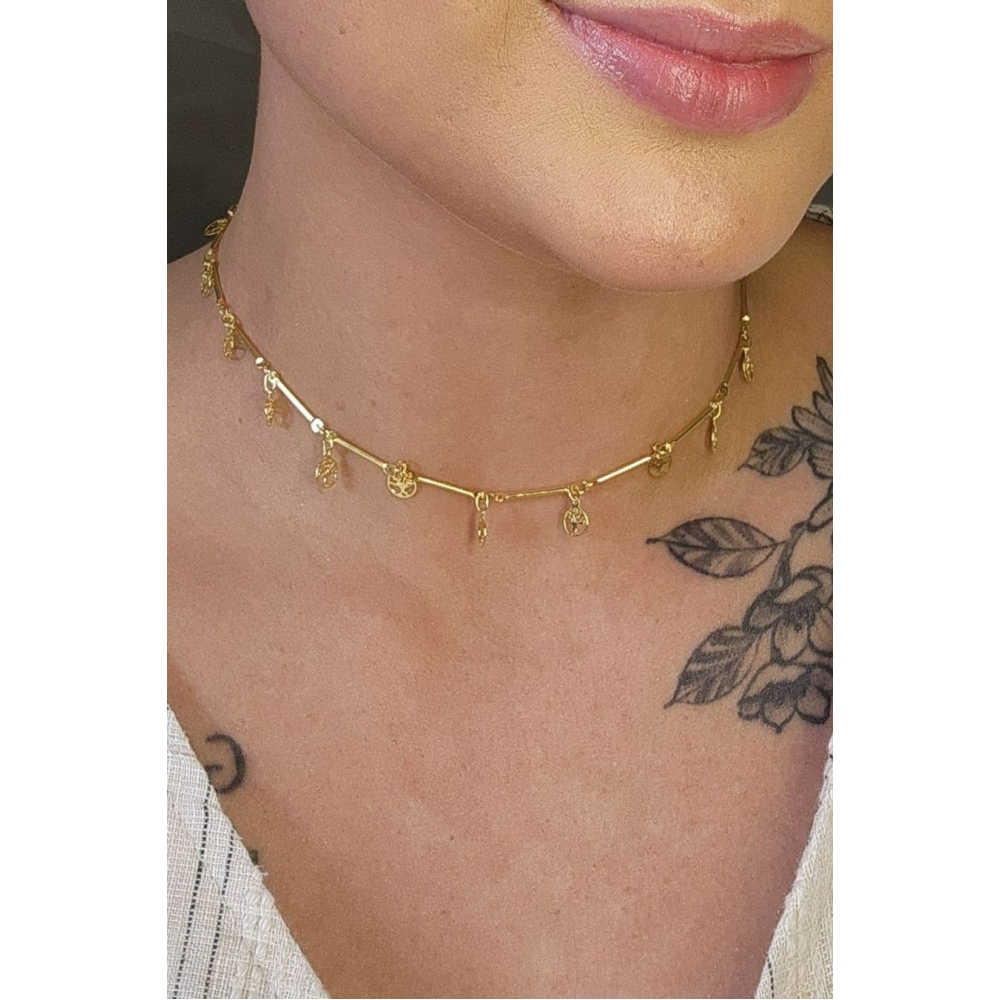 Choker Árvores da Vida Banhado em Ouro 18k - Dourado