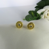 Brinco Círculo Pequeno Com Zircônia Central Banhado em Ouro 18k - Dourado