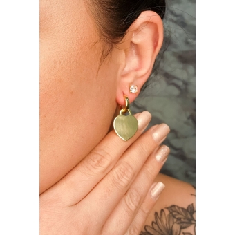 Brinco Argolinha com Chapa de Coração Banhado em Ouro 18k