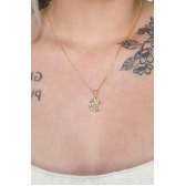 Colar Com Pingente De Circulo Da Árvore Da Vida Com Zircônia Colorida Banhado em Ouro 18k - Dourado